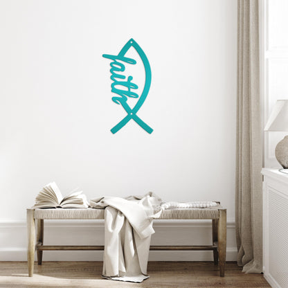 Faith Fish Jesus Fish Love Metal Sign Christian Gift Religious Gift