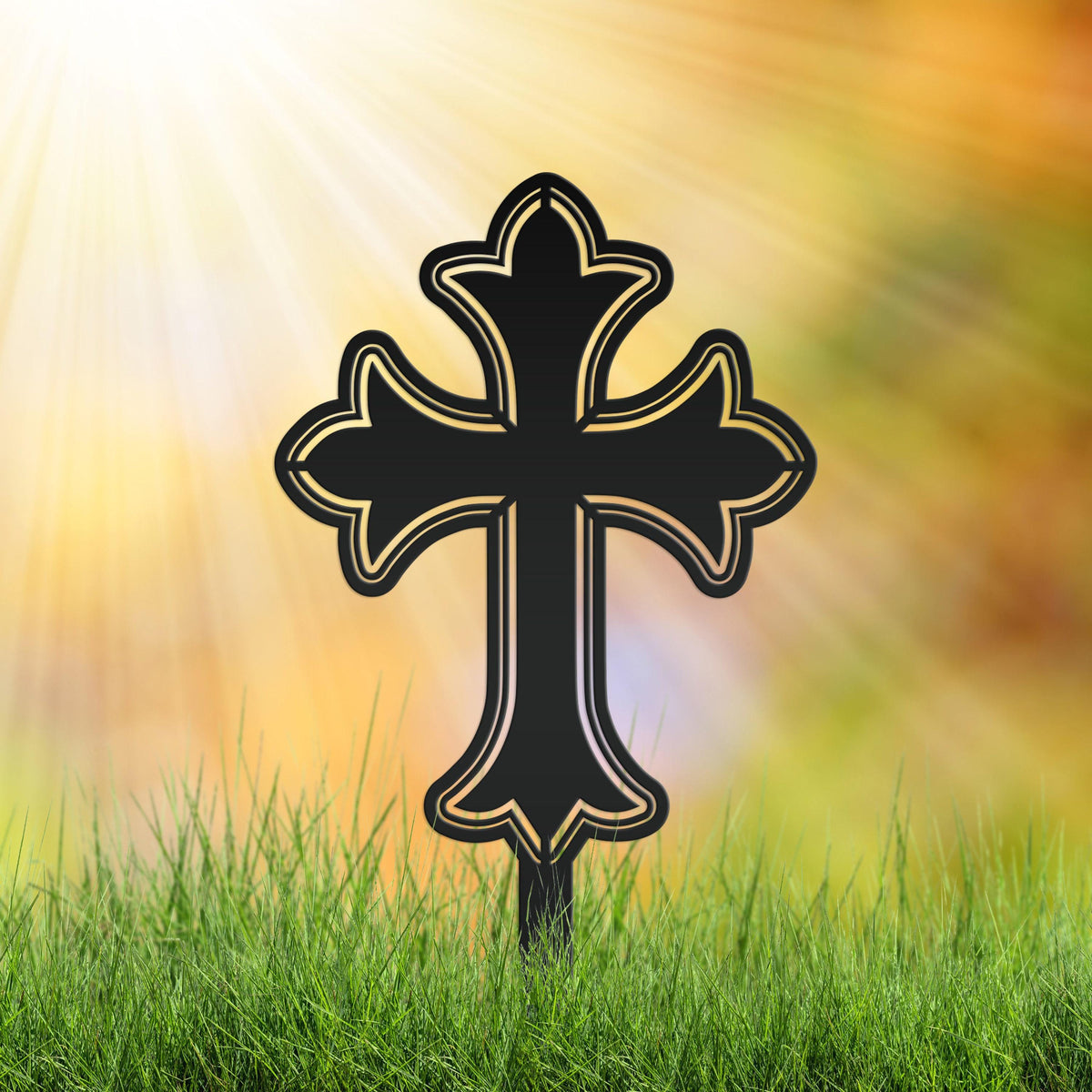 Outdoor Metal Cross Yard Decoration, Christian Yard Decor, Mother's Day Gift Idea