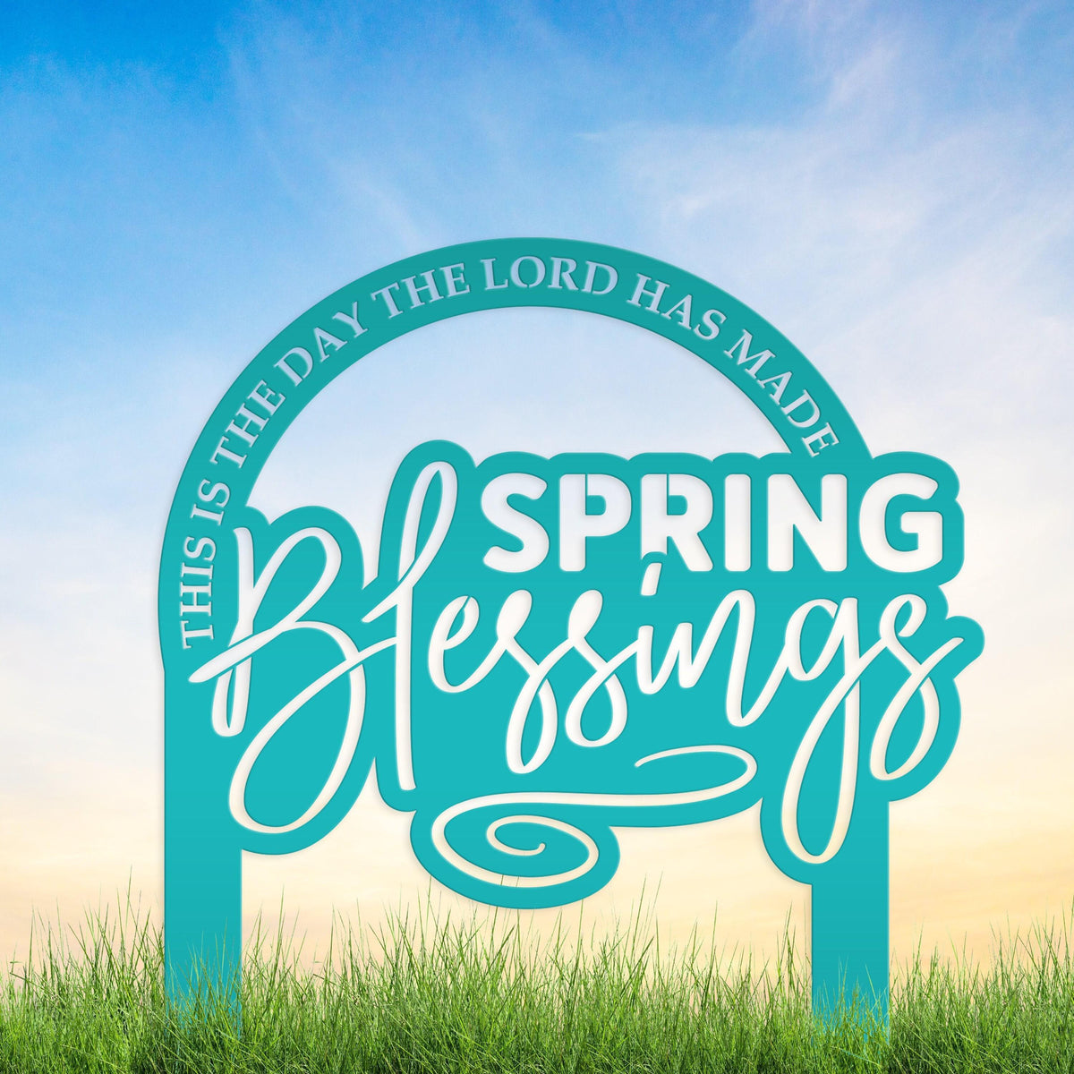 Metal Christian Spring Blessings Metal Yard Stake - Spring Decor - This is the day the Lord has made