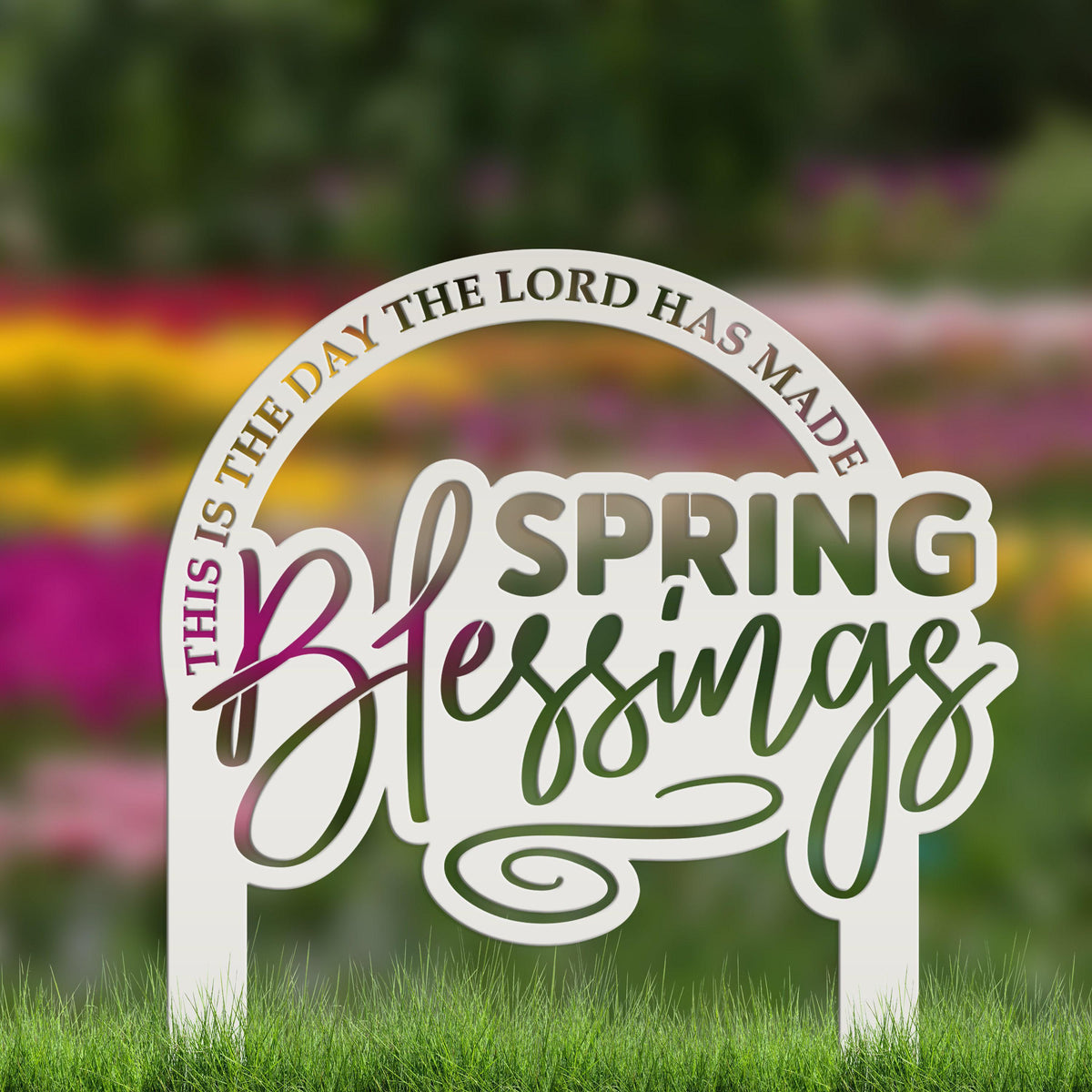 Metal Christian Spring Blessings Metal Yard Stake - Spring Decor - This is the day the Lord has made