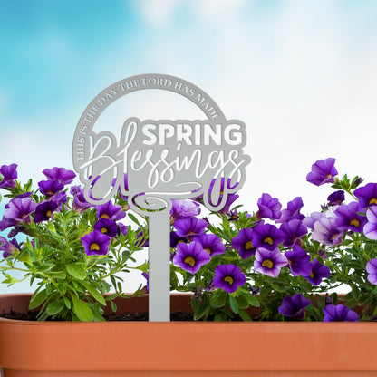 Metal Christian Spring Blessings Metal Yard Stake - Spring Decor - This is the day the Lord has made