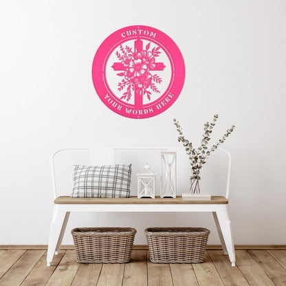 Christian Cross Wall Decor - Faith Inspired Front Door Hanger - Personalized Religious Sign - Outdoor Address Plaque - Custom Memorial Signs