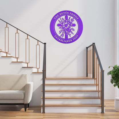 Christian Cross Wall Decor - Faith Inspired Front Door Hanger - Personalized Religious Sign - Outdoor Address Plaque - Custom Memorial Signs
