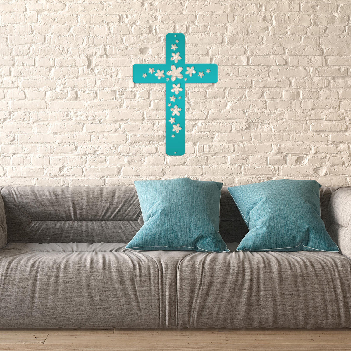Flower Metal Cross Sign