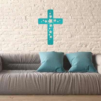 Flower Metal Cross Sign