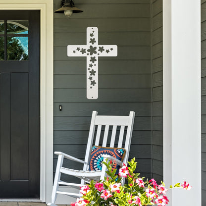 Flower Metal Cross Sign