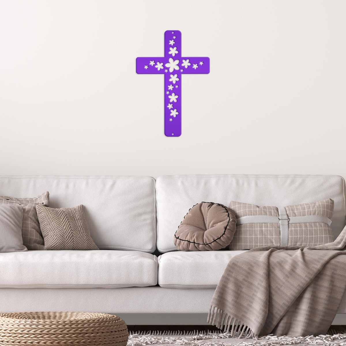 Flower Metal Cross Sign