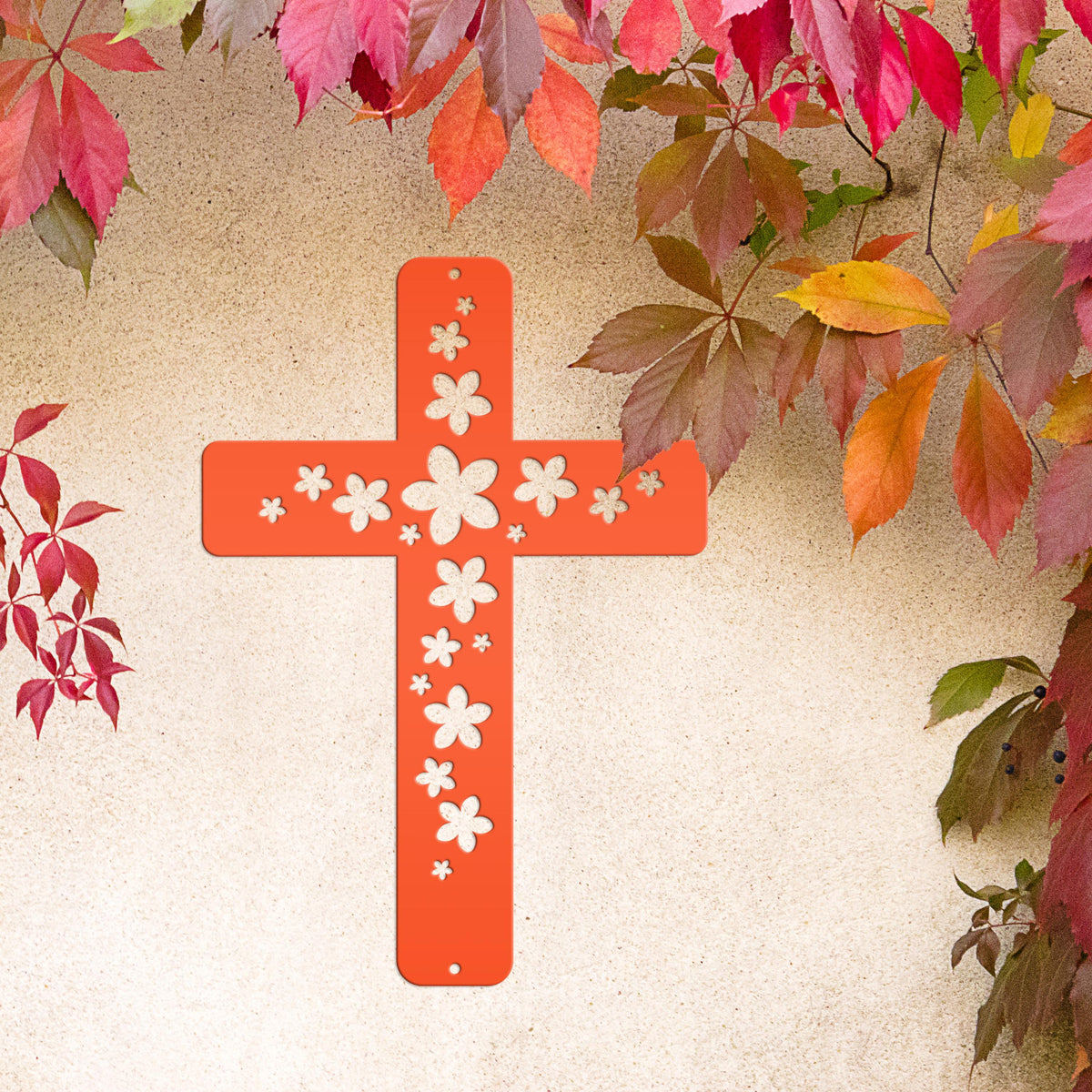 Flower Metal Cross Sign