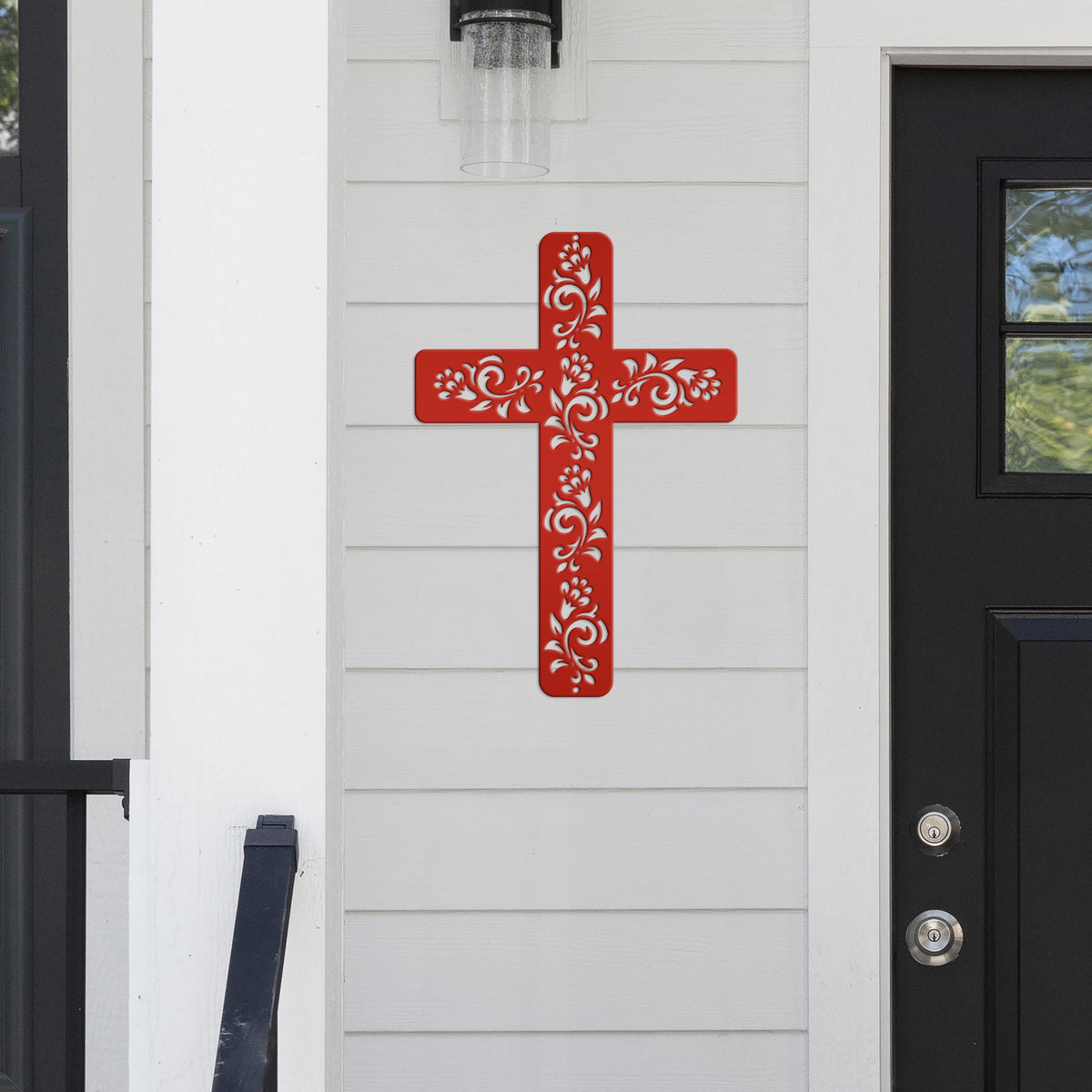 Christian Wall Decor, Metal Cross With Flowered Vines Design, Great