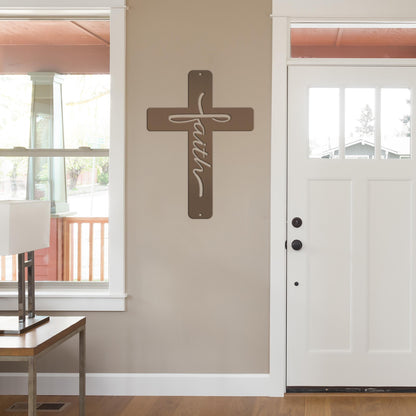 Faith Cross Metal Sign