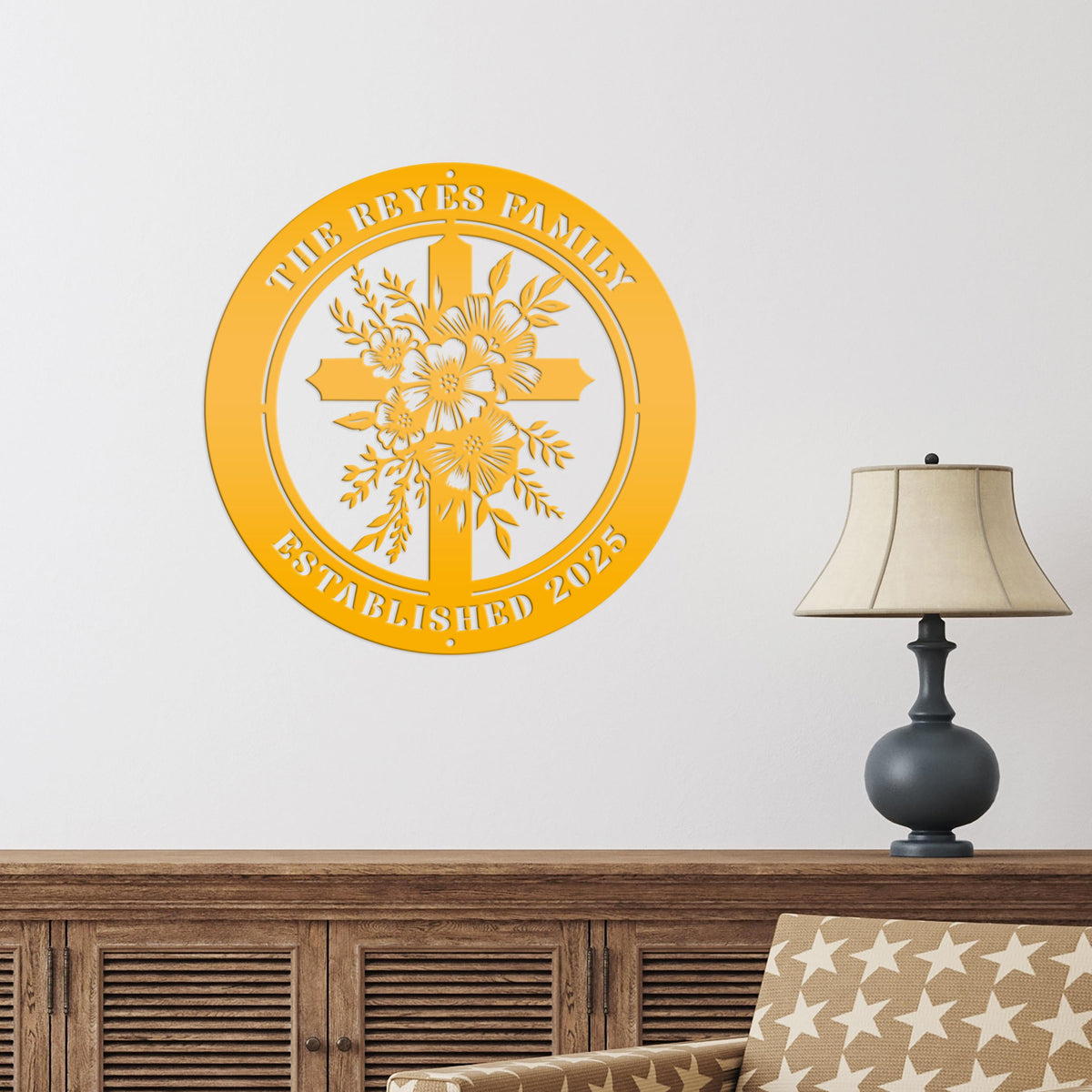 Christian Cross Wall Decor - Faith Inspired Front Door Hanger - Personalized Religious Sign - Outdoor Address Plaque - Custom Memorial Signs
