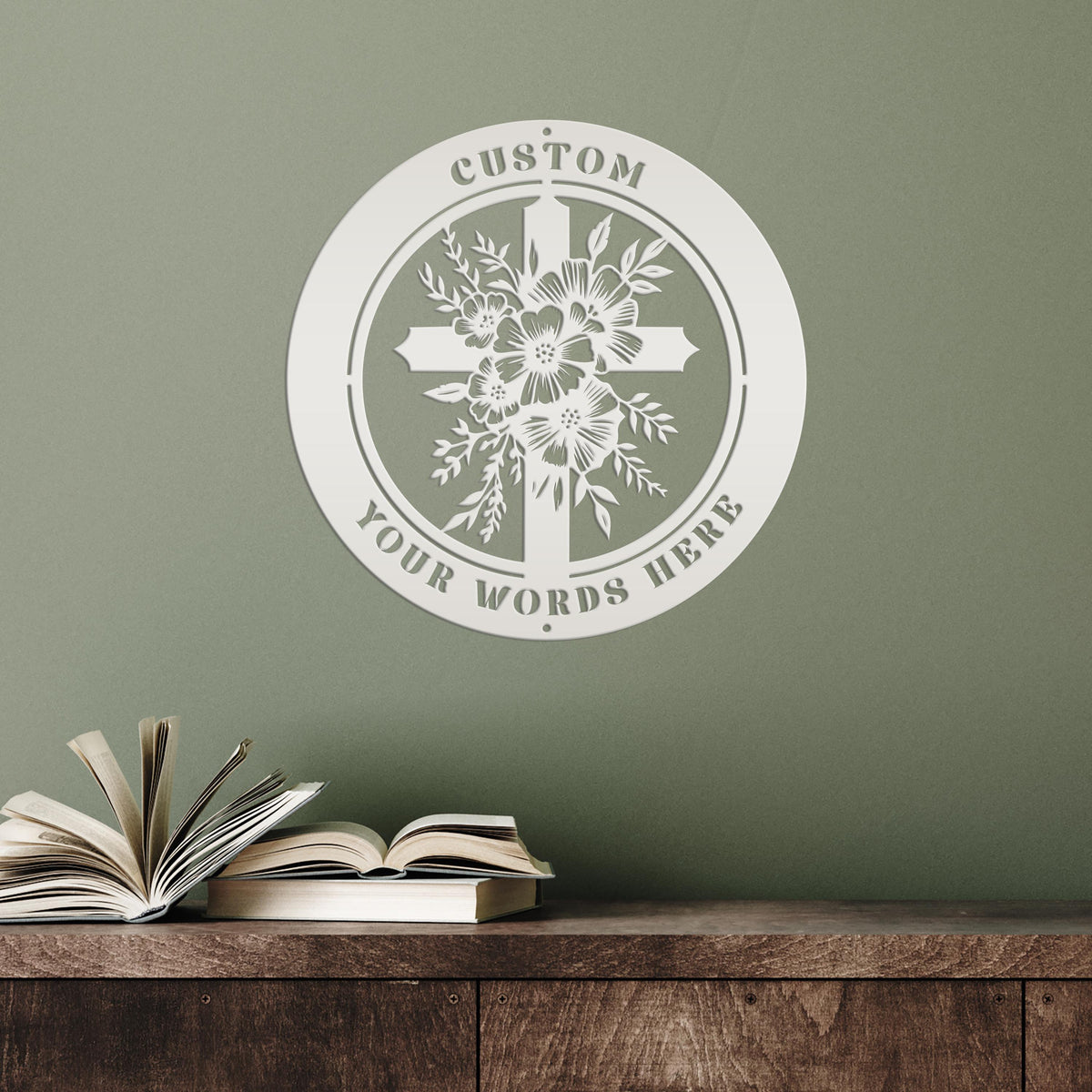 Christian Cross Wall Decor - Faith Inspired Front Door Hanger - Personalized Religious Sign - Outdoor Address Plaque - Custom Memorial Signs
