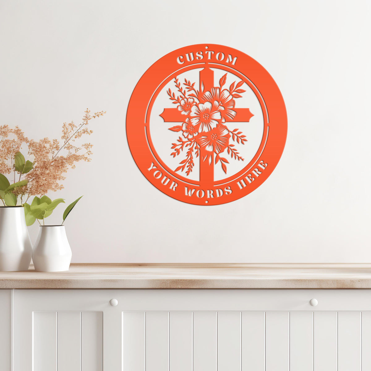 Christian Cross Wall Decor - Faith Inspired Front Door Hanger - Personalized Religious Sign - Outdoor Address Plaque - Custom Memorial Signs