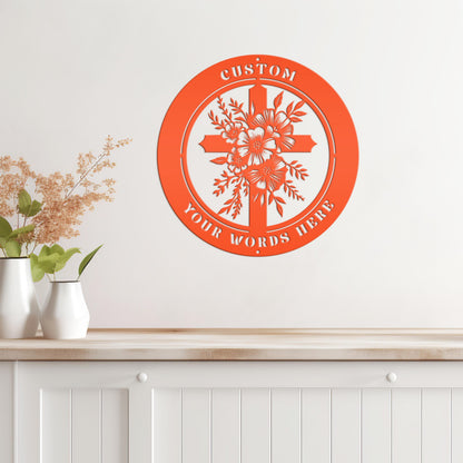 Christian Cross Wall Decor - Faith Inspired Front Door Hanger - Personalized Religious Sign - Outdoor Address Plaque - Custom Memorial Signs