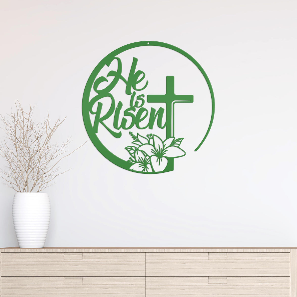 Easter Decor - He is Risen Indeed - Unique Christian Metal Art