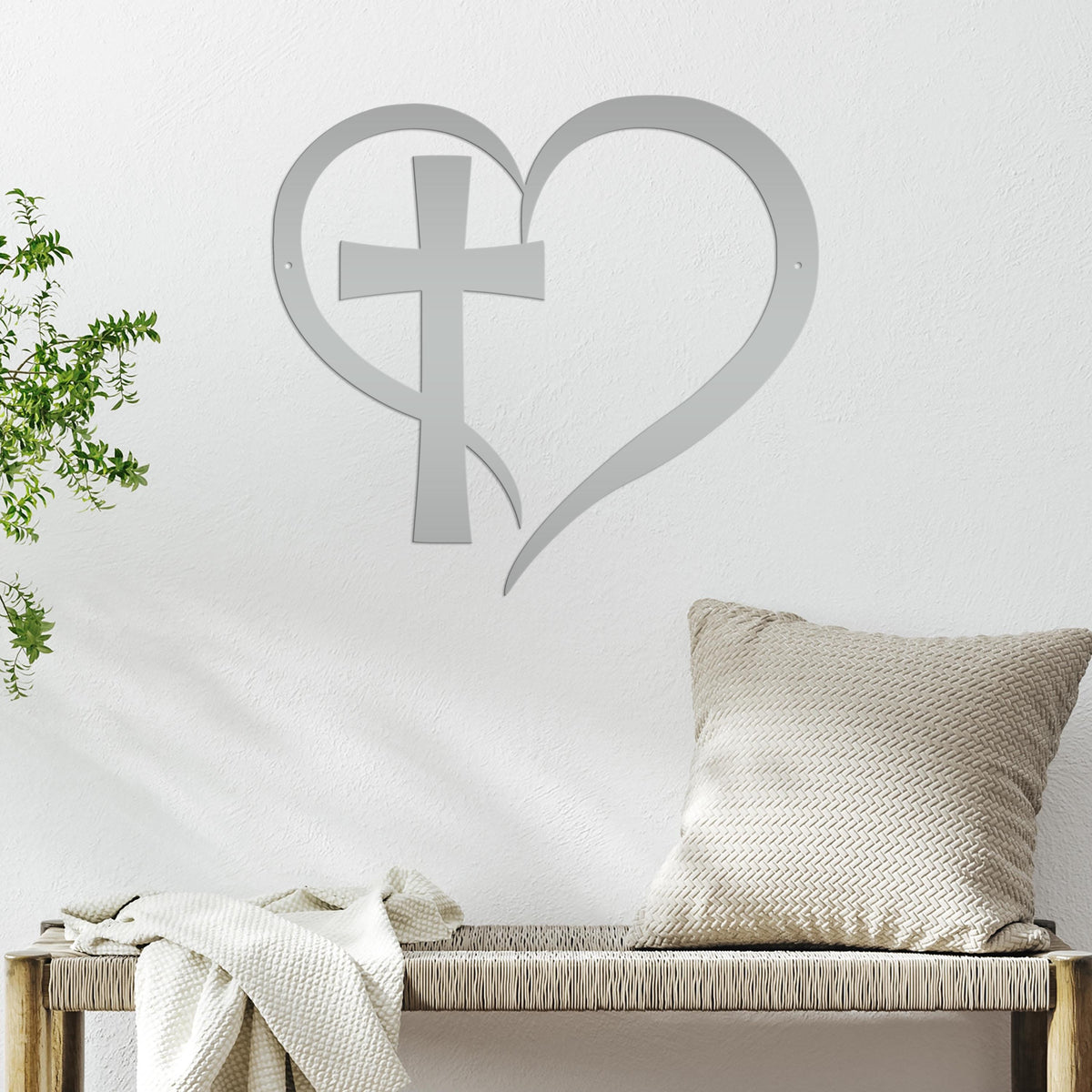 Heart with Cross Metal Sign-Christian Wall Art-Home Decor