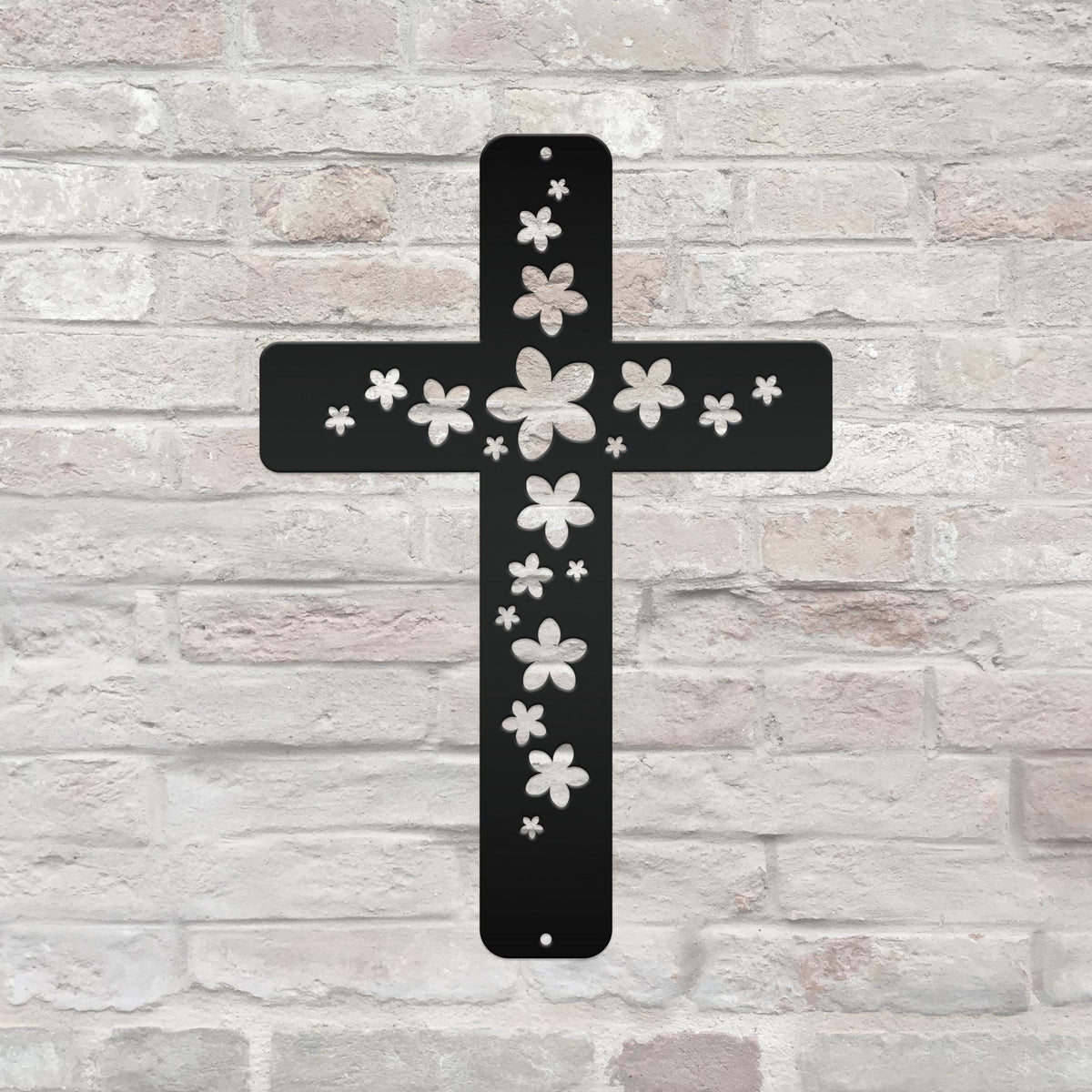 Flower Metal Cross Sign
