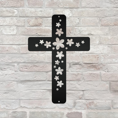 Flower Metal Cross Sign
