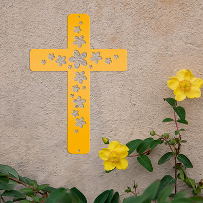 Flower Metal Cross Sign