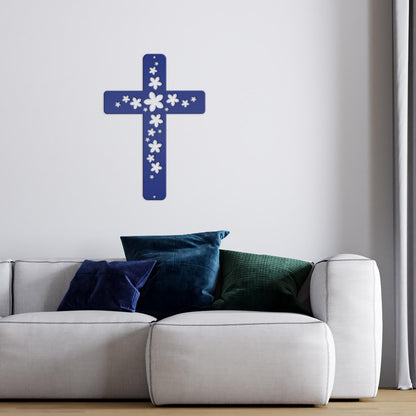 Flower Metal Cross Sign