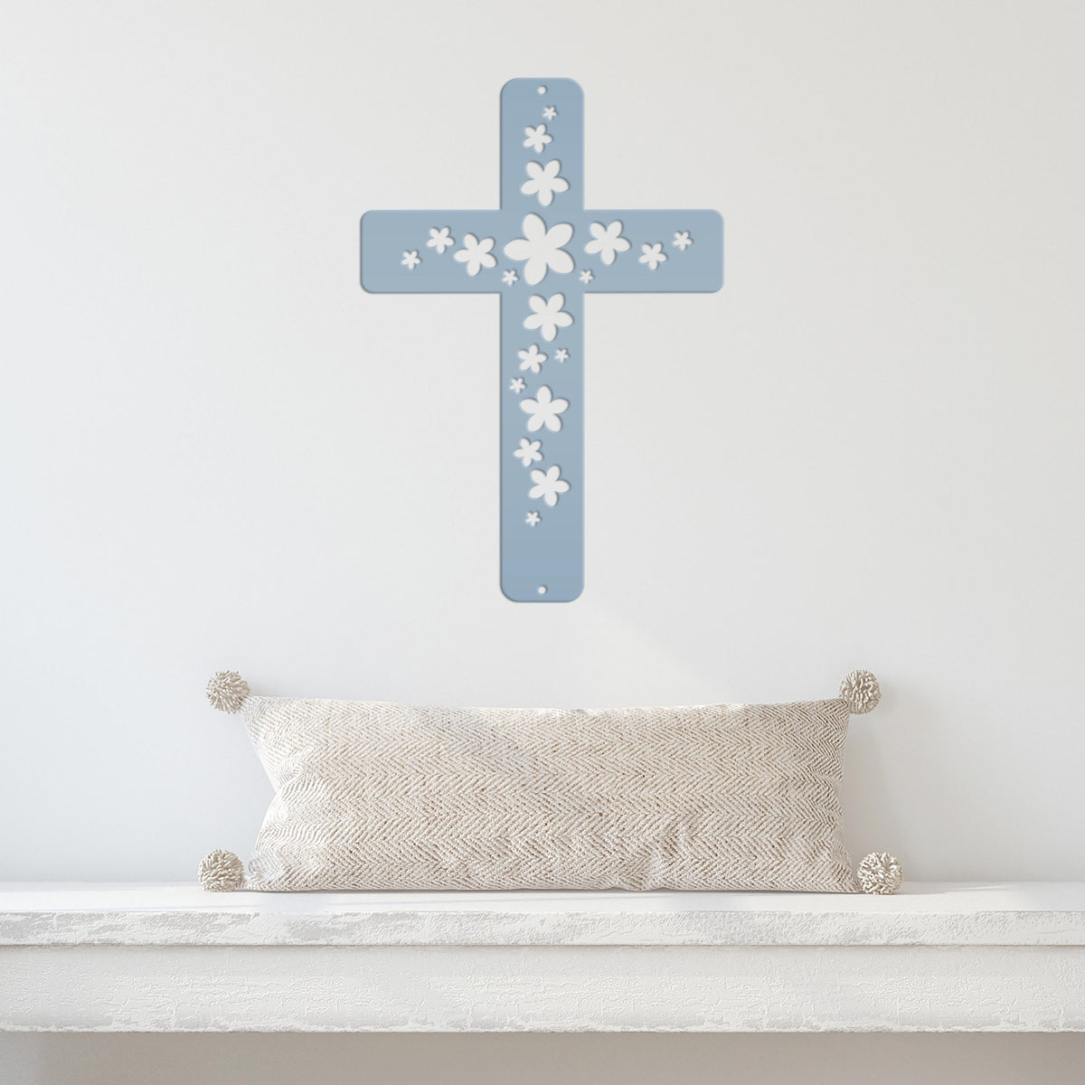Flower Metal Cross Sign