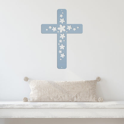 Flower Metal Cross Sign