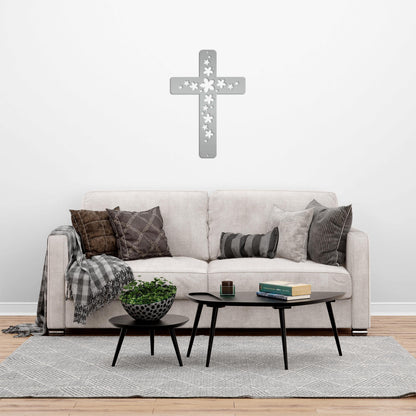 Flower Metal Cross Sign