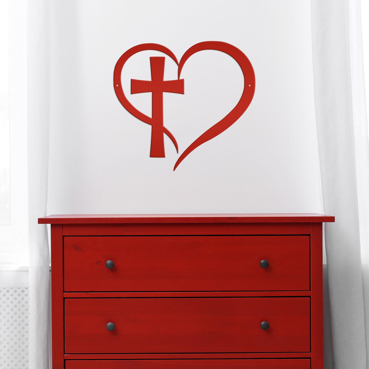 Heart with Cross Metal Sign-Christian Wall Art-Home Decor