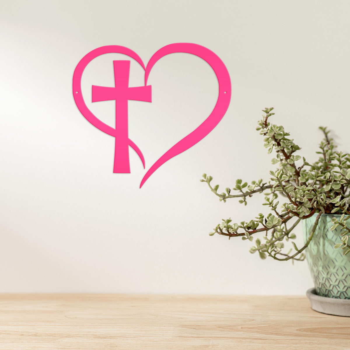 Heart with Cross Metal Sign-Christian Wall Art-Home Decor