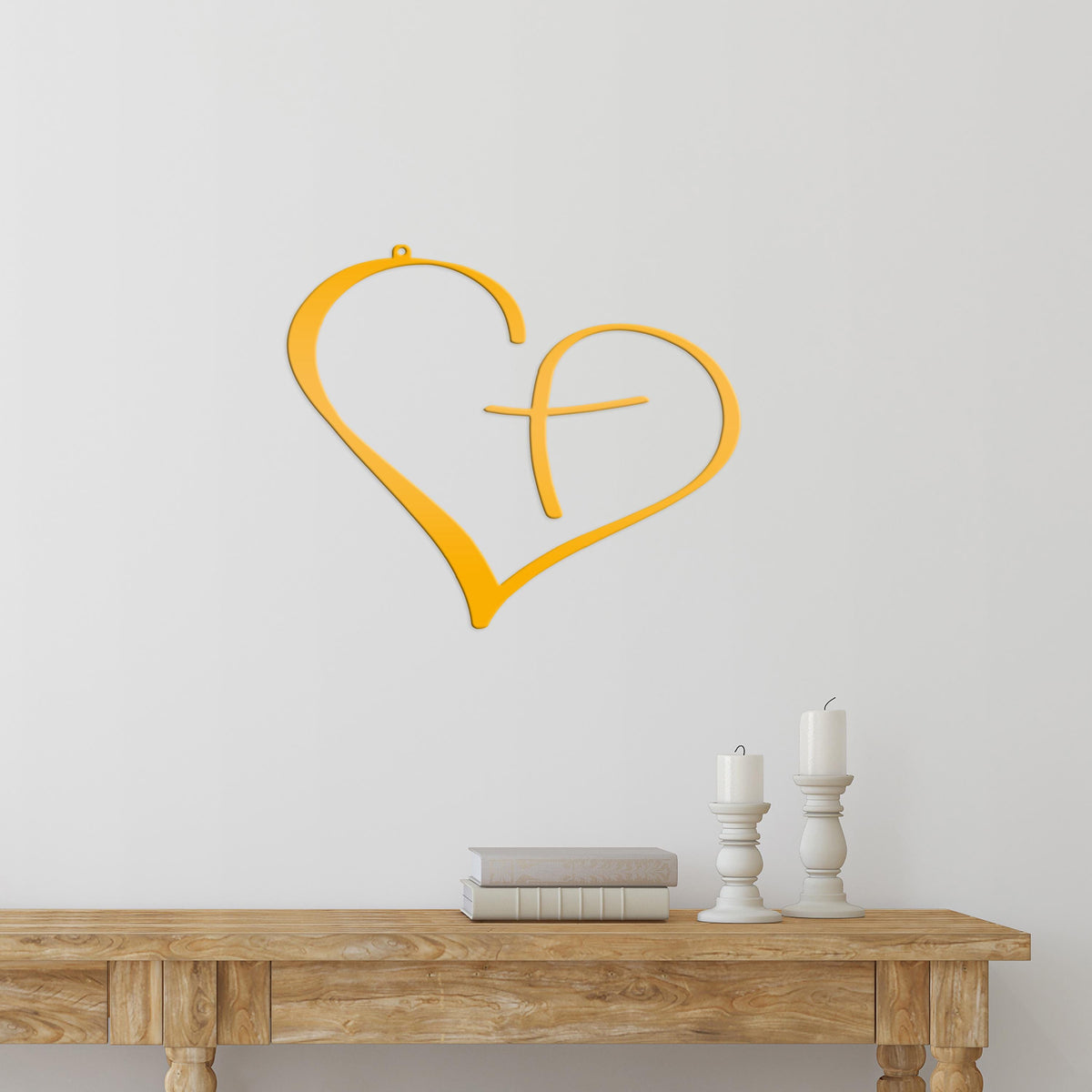 Christian Metal Heart Cross - Indoor Outdoor - Easter -Christian Wall Art - Heart Cross
