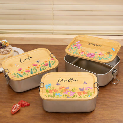 Personalized Stainless Steel Lunch Box, Kids School Picnic Snack Container, Back To School,Kids Gifts