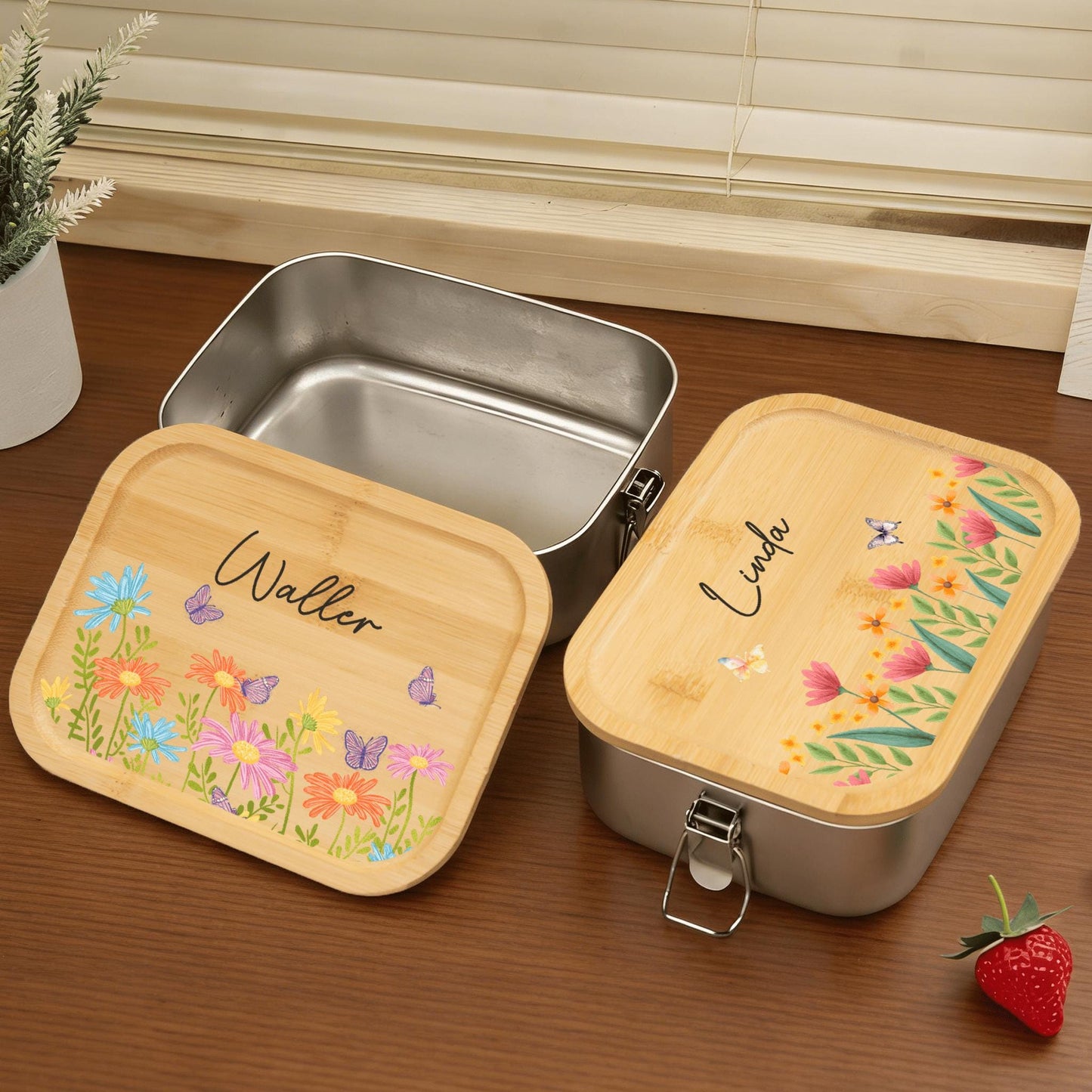 Personalized Stainless Steel Lunch Box, Kids School Picnic Snack Container, Back To School,Kids Gifts