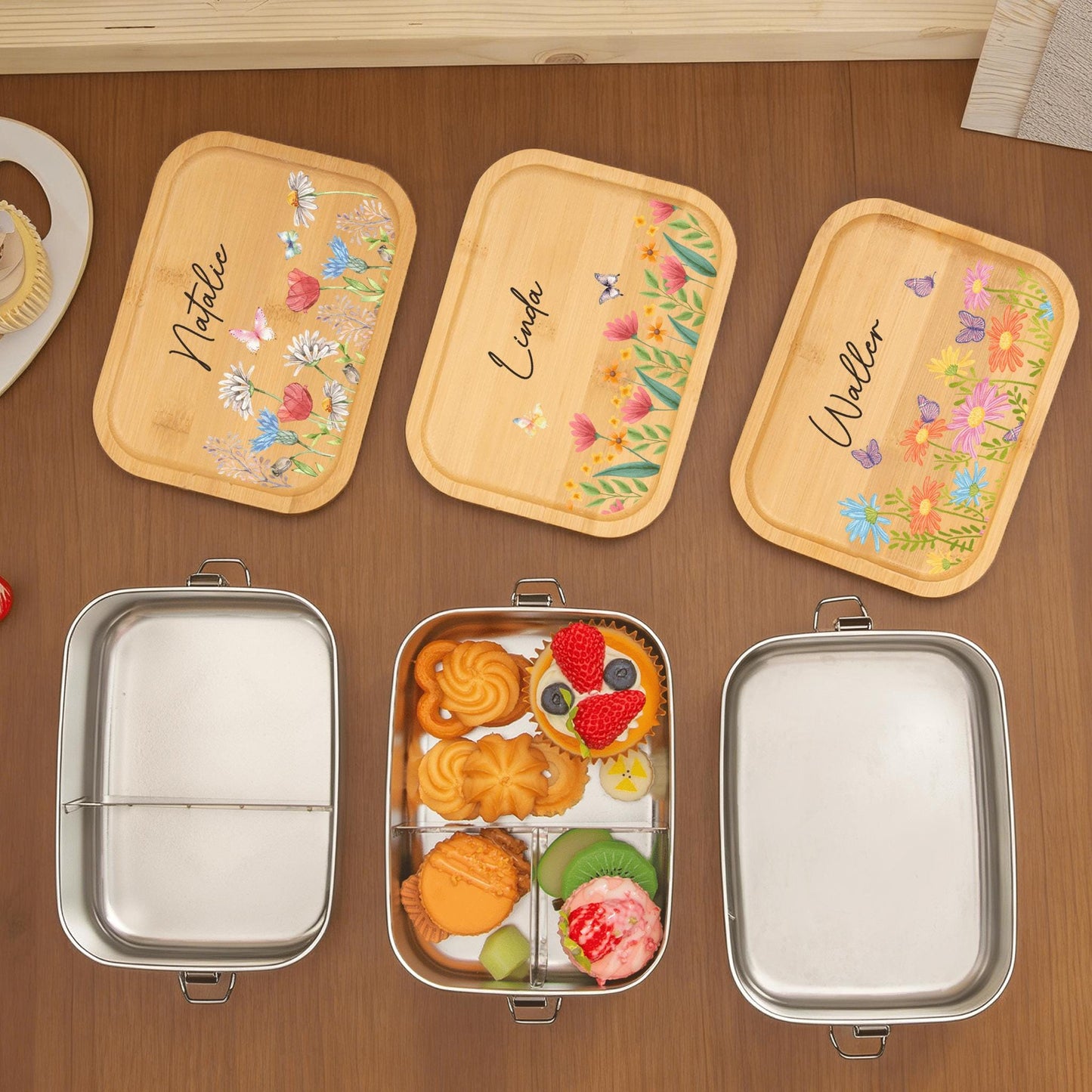 Personalized Stainless Steel Lunch Box, Kids School Picnic Snack Container, Back To School,Kids Gifts