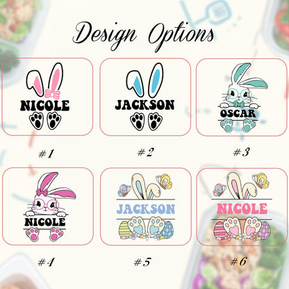 Custom Easter Bunny Rabbit Lunch Box With Name, Kids Lunch Box, Easter Basket, Personalized Stainless Steel Lunch Box, Gift for Her and Him