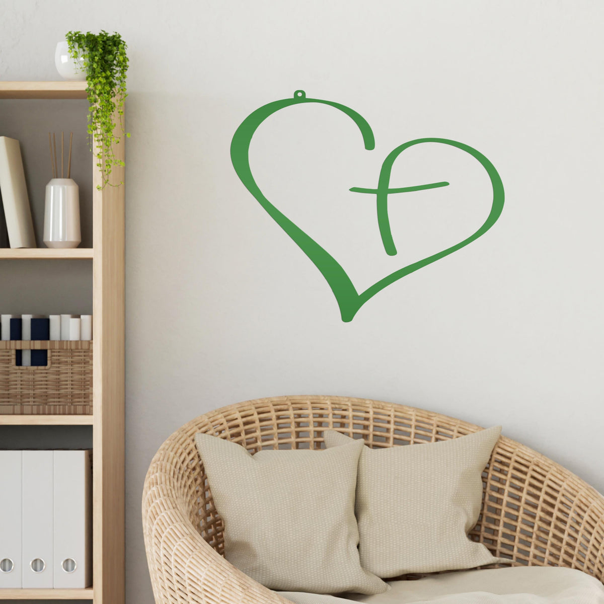 Christian Metal Heart Cross - Indoor Outdoor - Easter -Christian Wall Art - Heart Cross