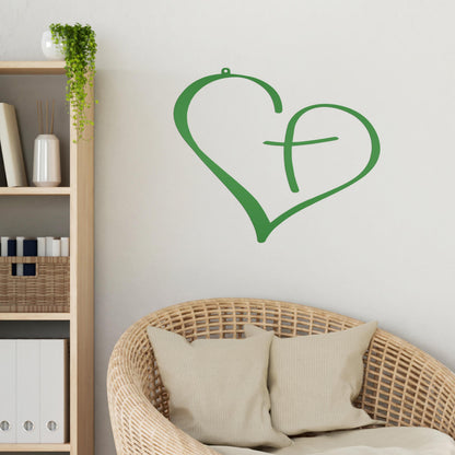 Christian Metal Heart Cross - Indoor Outdoor - Easter -Christian Wall Art - Heart Cross