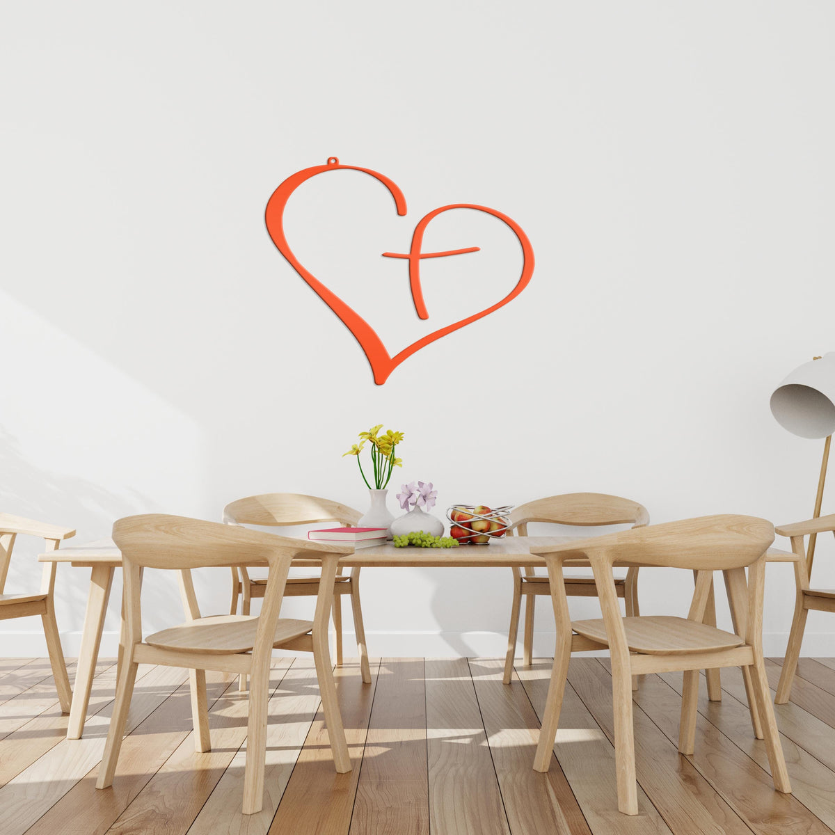 Christian Metal Heart Cross - Indoor Outdoor - Easter -Christian Wall Art - Heart Cross
