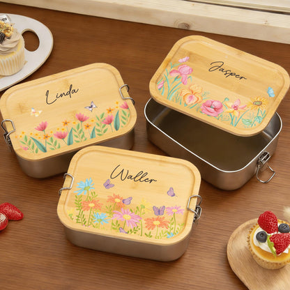 Personalized Stainless Steel Lunch Box, Kids School Picnic Snack Container, Back To School,Kids Gifts