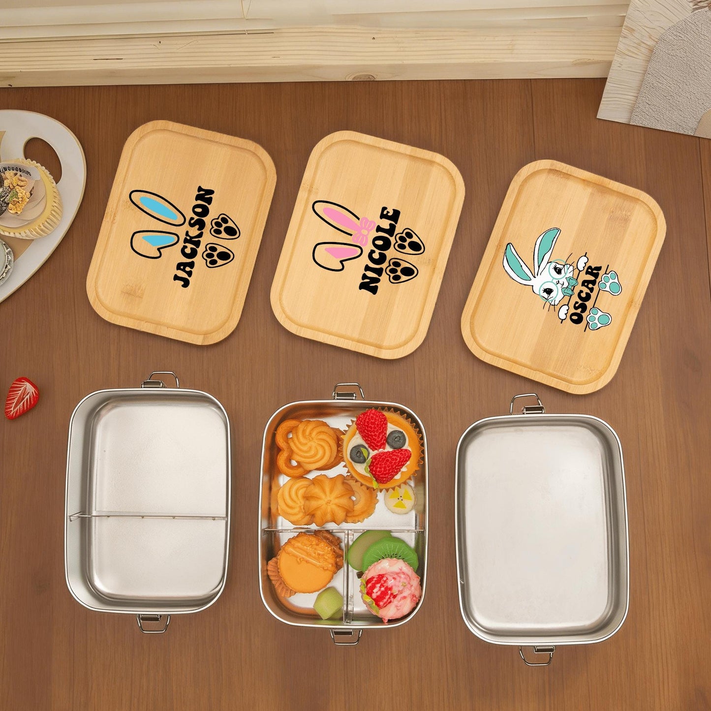 Personalized Easter Bunny Stainless Steel Lunch Box, Kids Easter Basket, Boy Easter Basket, Girl Easter Basket