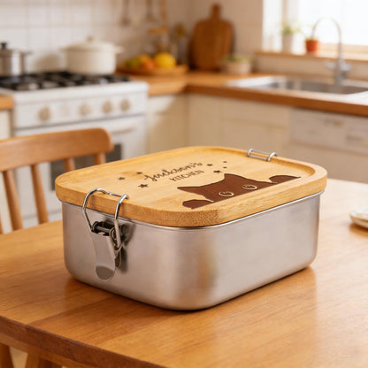 Personalized Engraved Stainless Steel Lunch Box, Eco-Friendly Divided Container for Kids, Perfect Back to School Gift, Customizable logo