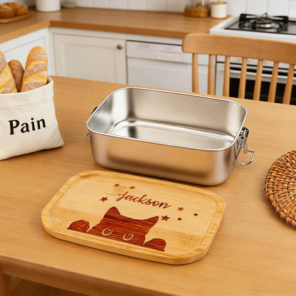Personalized Engraved Stainless Steel Lunch Box, Eco-Friendly Divided Container for Kids, Perfect Back to School Gift, Customizable logo