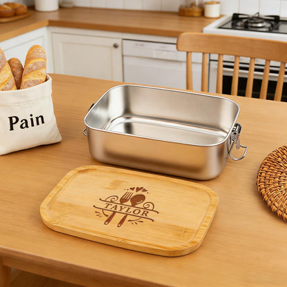 Personalized Engraved Stainless Steel Lunch Box, Eco-Friendly Divided Container for Kids, Perfect Back to School Gift, Customizable logo