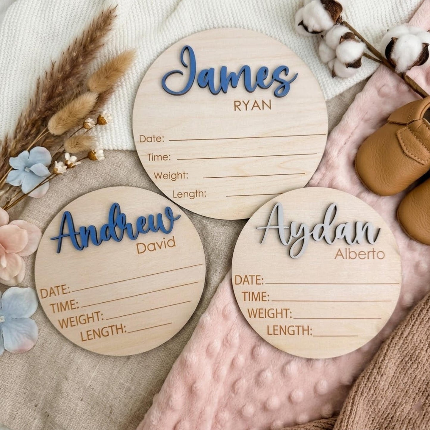 Personalized Baby Name Announcement Sign, 3D Hospital Name Wood Sign, Birth Stats Announcement Sign, Newborn Photo Prop, Engraved Baby Name
