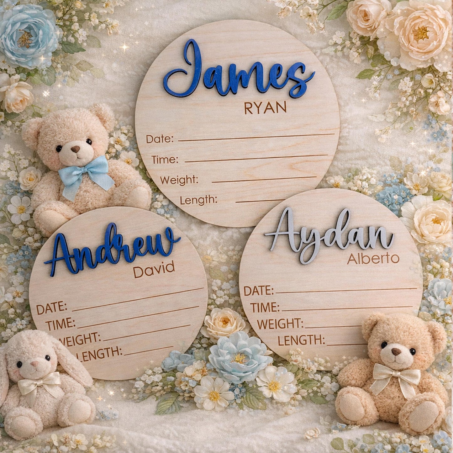 Personalized Baby Name Announcement Sign, 3D Hospital Name Wood Sign, Birth Stats Announcement Sign, Newborn Photo Prop, Engraved Baby Name
