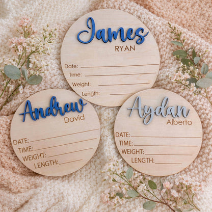 Cute Baby Name Announcement Sign, 3D Hospital Name Wood Sign, Birth Stats Announcement Sign, Newborn Photo Prop, Engraved Baby Name