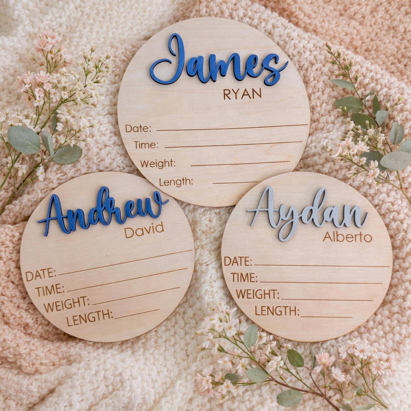 Personalized Baby Name Announcement Sign, 3D Hospital Name Wood Sign, Birth Stats Announcement Sign, Newborn Photo Prop, Engraved Baby Name