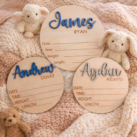 Cute Baby Name Announcement Sign, 3D Hospital Name Wood Sign, Birth Stats Announcement Sign, Newborn Photo Prop, Engraved Baby Name