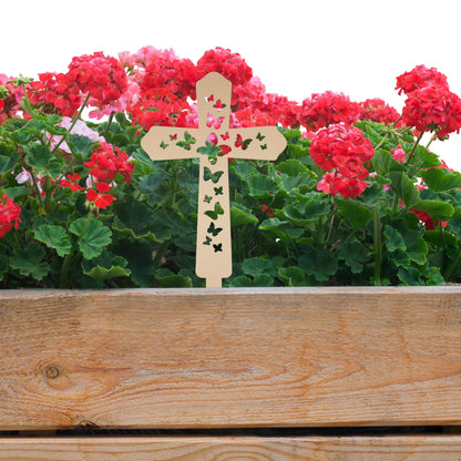 Cross Metal Yard Stake  with Butterflies,  Outdoor Christian Decor, Easter Decor, Mother's Day Gift