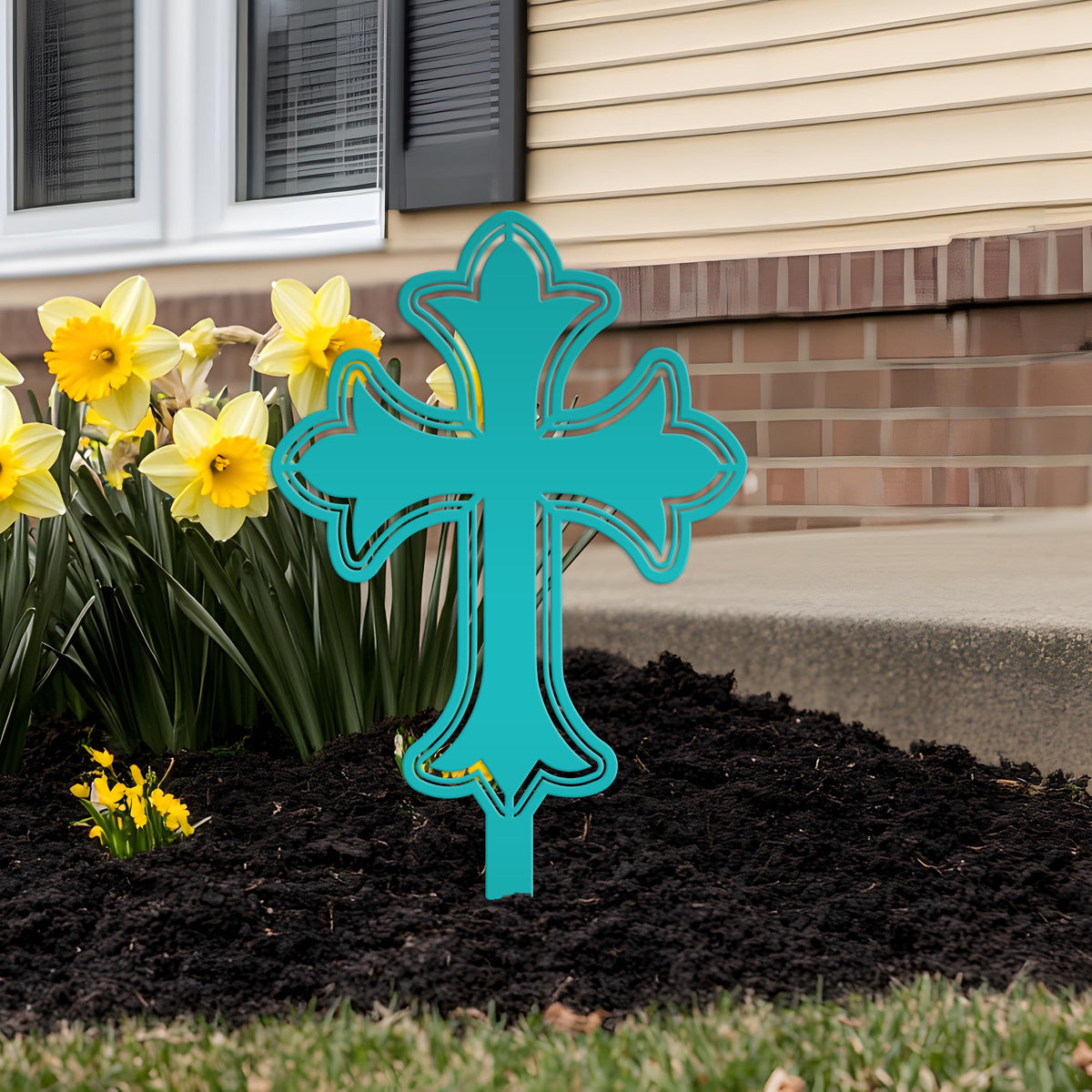 Outdoor Metal Cross Yard Decoration, Christian Yard Decor, Mother's Day Gift Idea