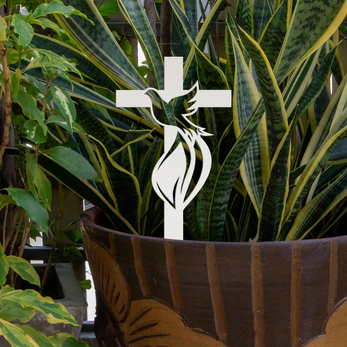 Dove Cross Metal Yard Stake - Christian/Easter Decor